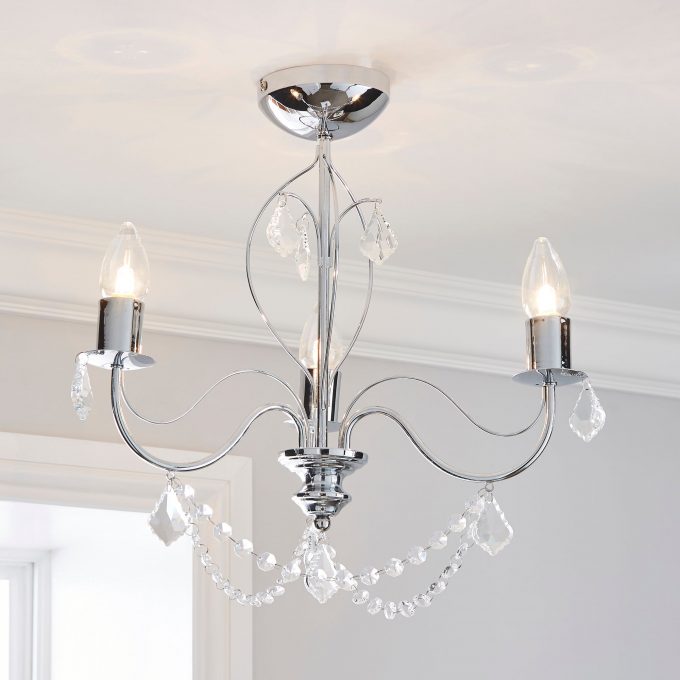 Elizabeth 3 Light Bathroom Chrome Chandelier Chrome