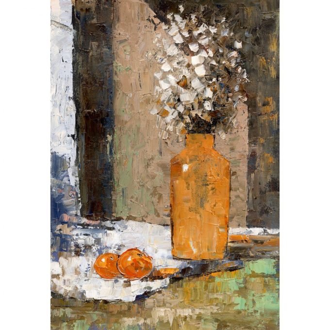 Flower Orange Vase - Wrapped Canvas Painting Print