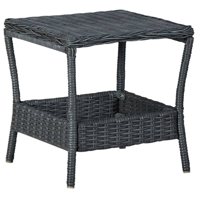 Garden Table Dark Grey 45X45x46.5 Cm Poly Rattan