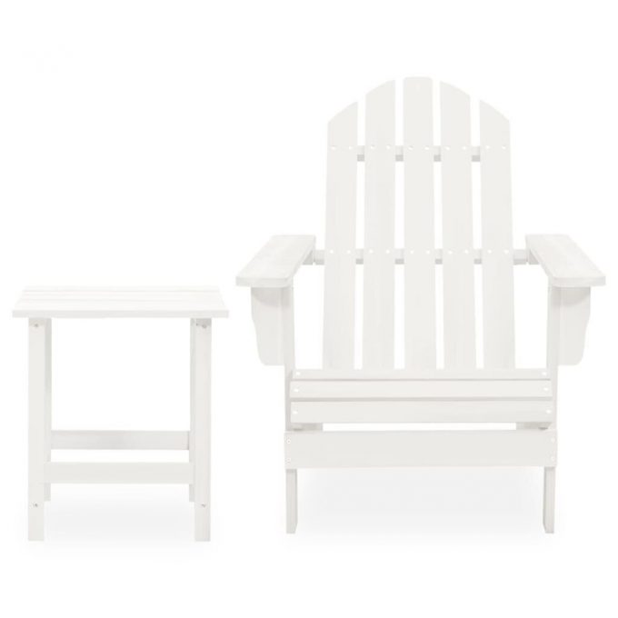 Highland Dunes Garden Adirondack Chair With Table Solid Fir Wood Green