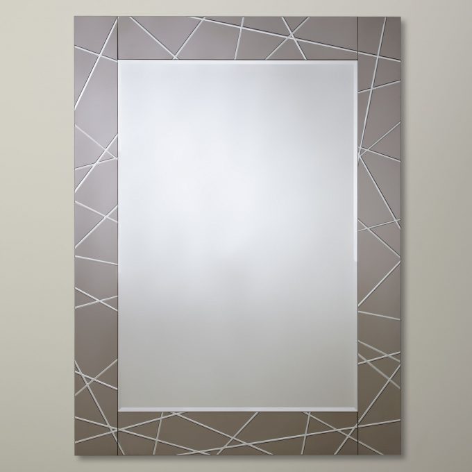 John Lewis Engraved Rectangular Wall Mirror, Smoke