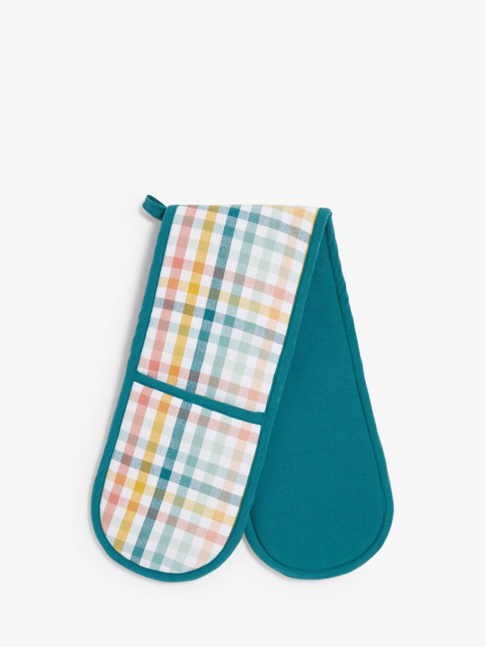 John Lewis Scandi Gingham Double Oven Glove, Multi