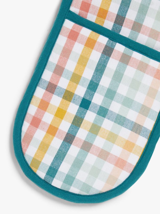 John Lewis Scandi Gingham Double Oven Glove, Multi