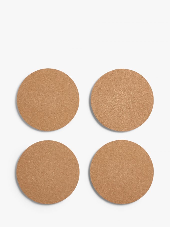 John Lewis & Partners Round Cork Placemats, Set of 4, Natural