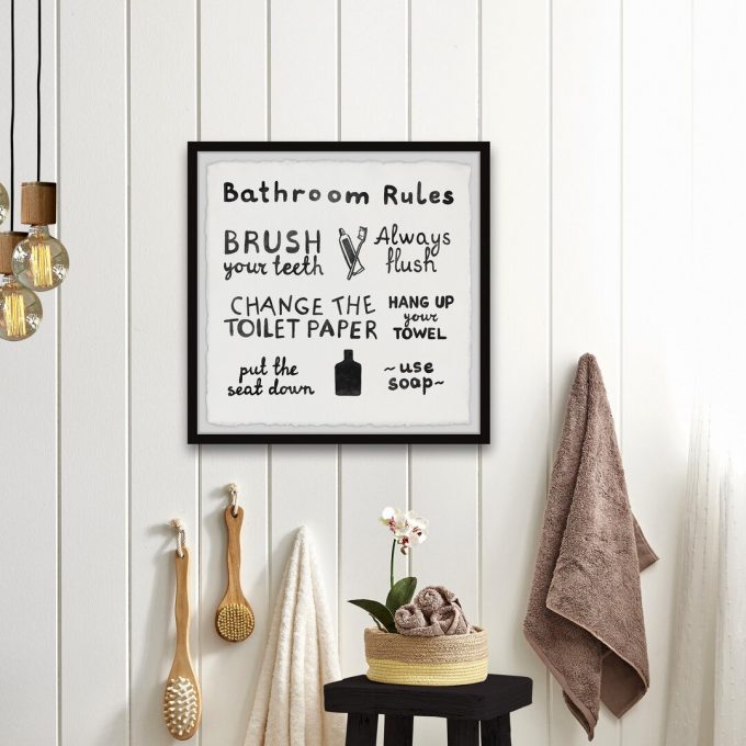 'My Bathroom Rules' - Picture Frame Typography Print on Paper