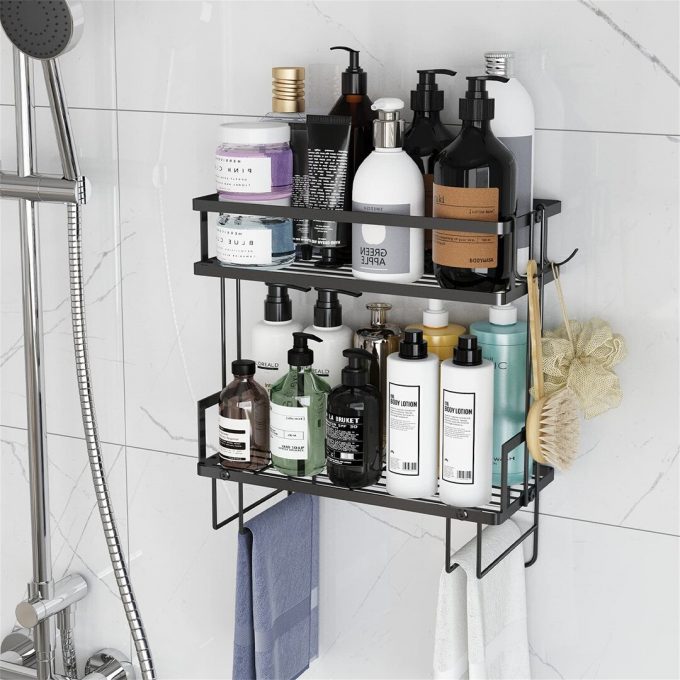 Over The Toilet Storage Shelf, Shower Caddy, Bathroom Furniture Cabinet, 2-Tier Iron Towel, Bath Brush Hook, Shower Organiser For Toilet Storage Rack