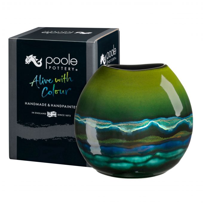 Poole Pottery Maya Purse Vase, H20cm, Green