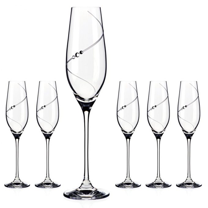 Six Silhouette Champagne Or Prosecco Flutes In A Gift Box