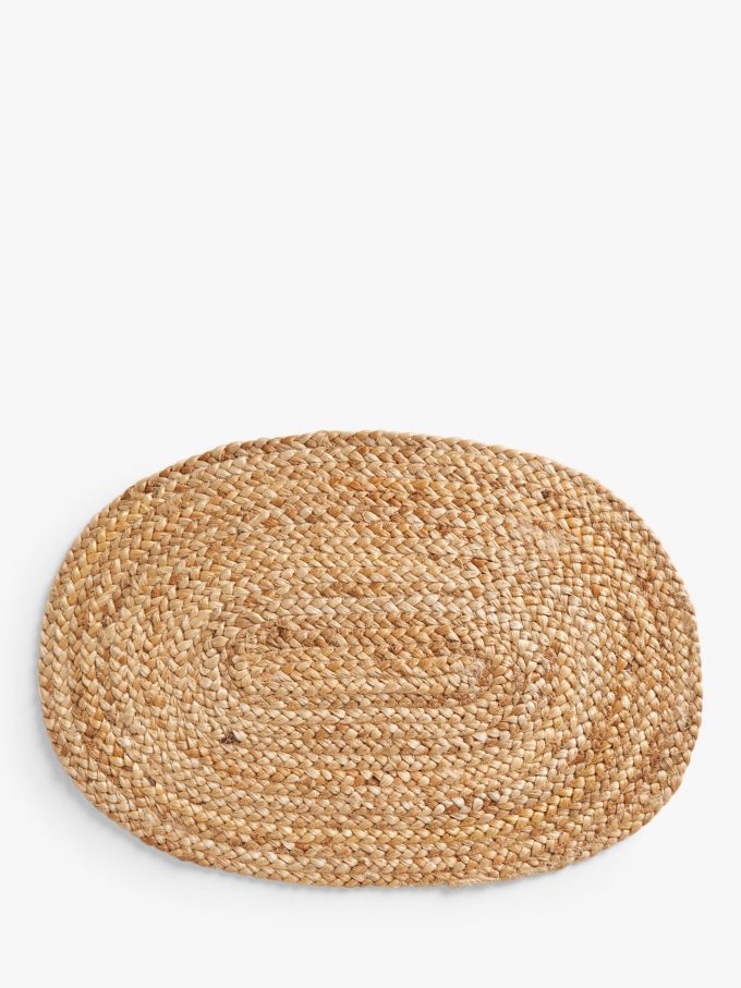 John Lewis Jute Oval Table Centrepiece Placemats, Set of 2, Natural