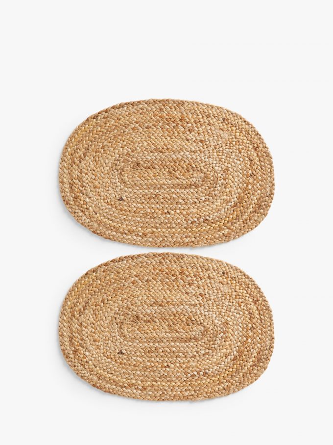 John Lewis Jute Oval Table Centrepiece Placemats, Set of 2, Natural