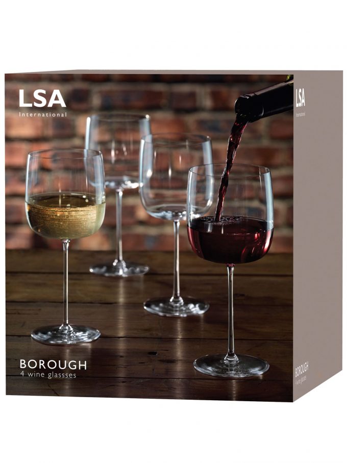 LSA International Borough Red Wine Glasses, Set of 4, 450ml, Clear