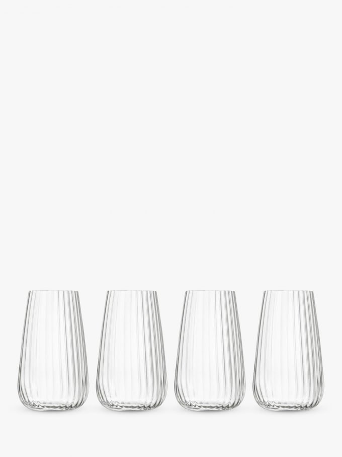 Luigi Bormioli Optica Fluted Glass Highballs, Set of 4, 570ml, Clear