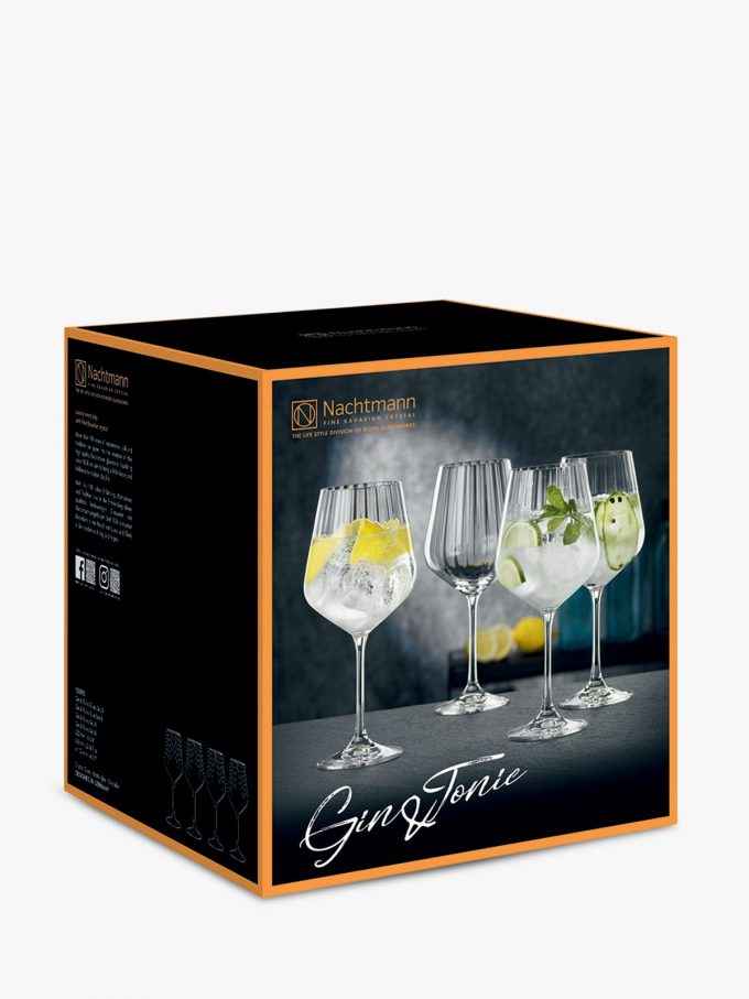 Nachtmann Noblesse Crystal Cut Glass Gin & Tonic Glasses, Set of 4, 640ml, Clear