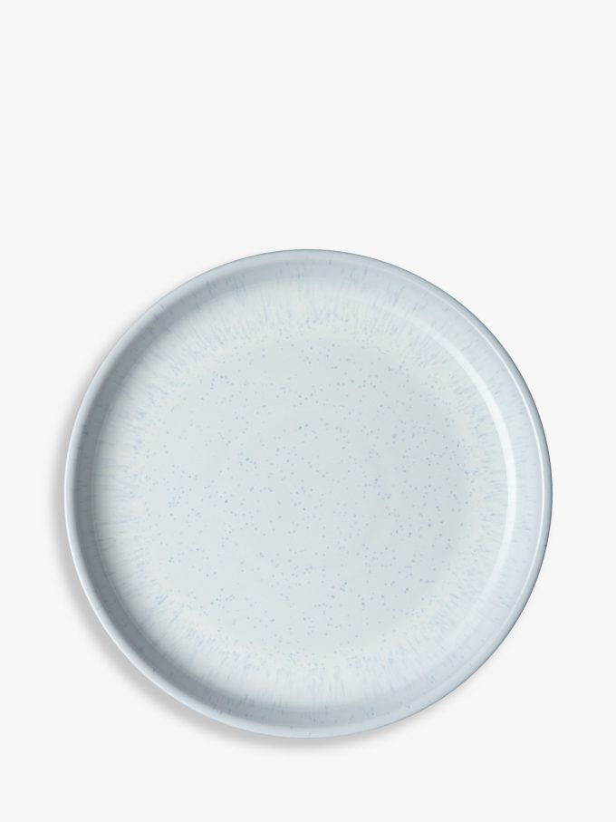 Denby White Speckle Stoneware Coupe Dinner Plates, Set of 4, 26cm, White