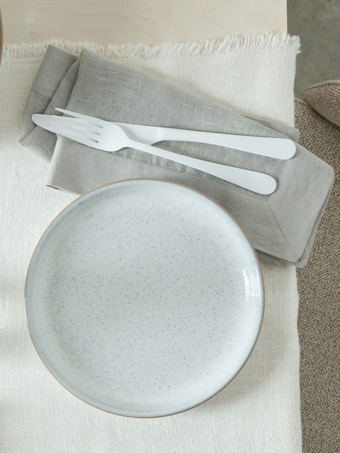 Denby White Speckle Stoneware Medium Coupe Plates, Set of 4, 21cm, White