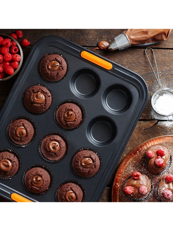 Le Creuset Non-Stick 12 Cup Muffin Tray, 40cm, Black