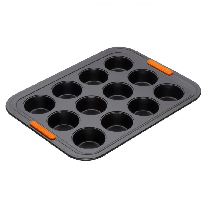 Le Creuset Non-Stick 12 Cup Muffin Tray, 40cm, Black