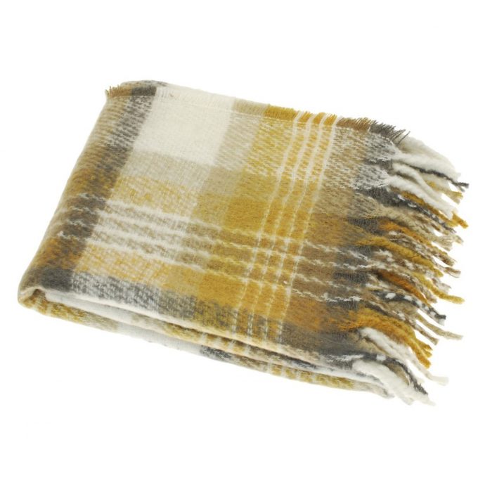 Ochre Tartan Throw Blanket | Barker & Stonehouse