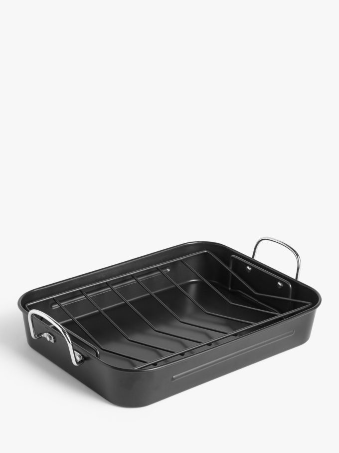 John Lewis Non-Stick Carbon Steel Roaster & Rack, L43cm