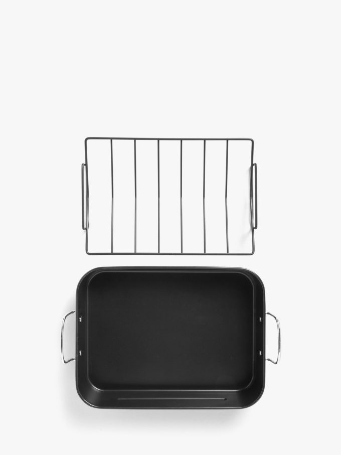 John Lewis Non-Stick Carbon Steel Roaster & Rack, L43cm