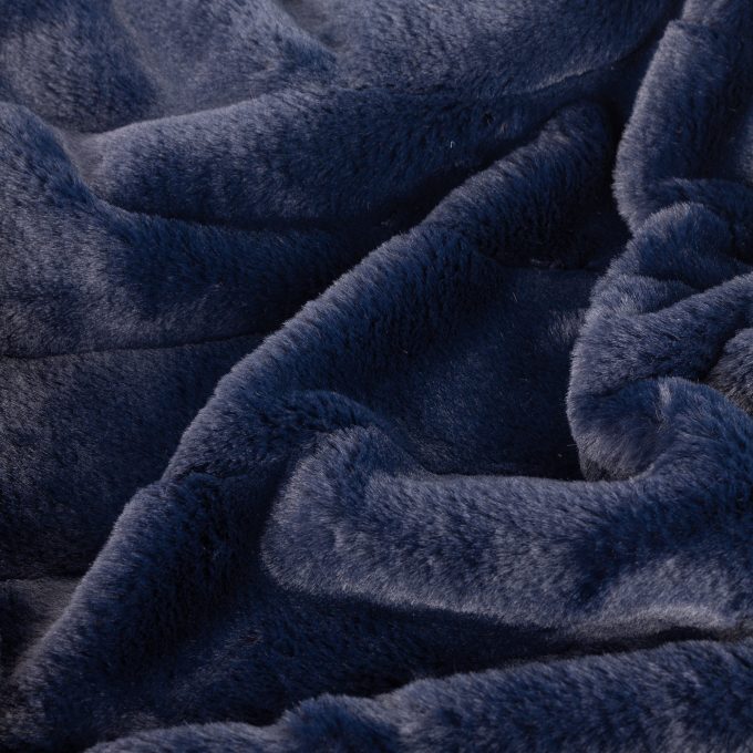 Navy Faux Fur Throw Blanket, Blue | Barker & Stonehouse