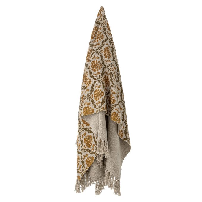 Ochre Patterned Throw Blanket, Yellow | Barker & Stonehouse