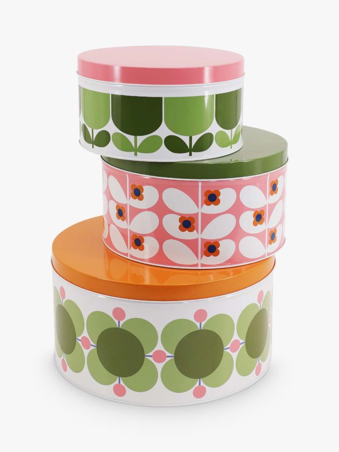 Orla Kiely Flower Print Round Cake Tins, Set of 3, Assorted