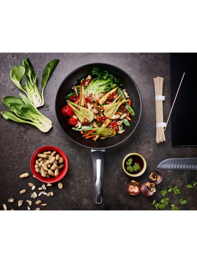 Tefal Emotion Stainless Steel Non-Stick Wok / Stir Frying Pan, 28cm