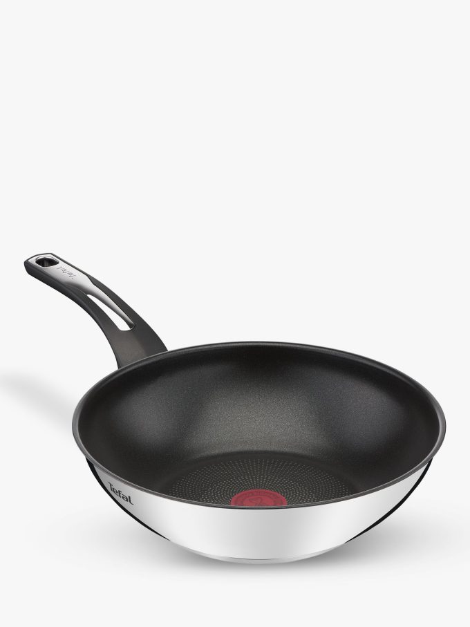 Tefal Emotion Stainless Steel Non-Stick Wok / Stir Frying Pan, 28cm