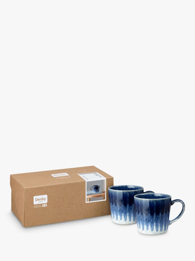 Denby Studio Blue Accent Stoneware Mugs, Set of 2, 400ml, Blue