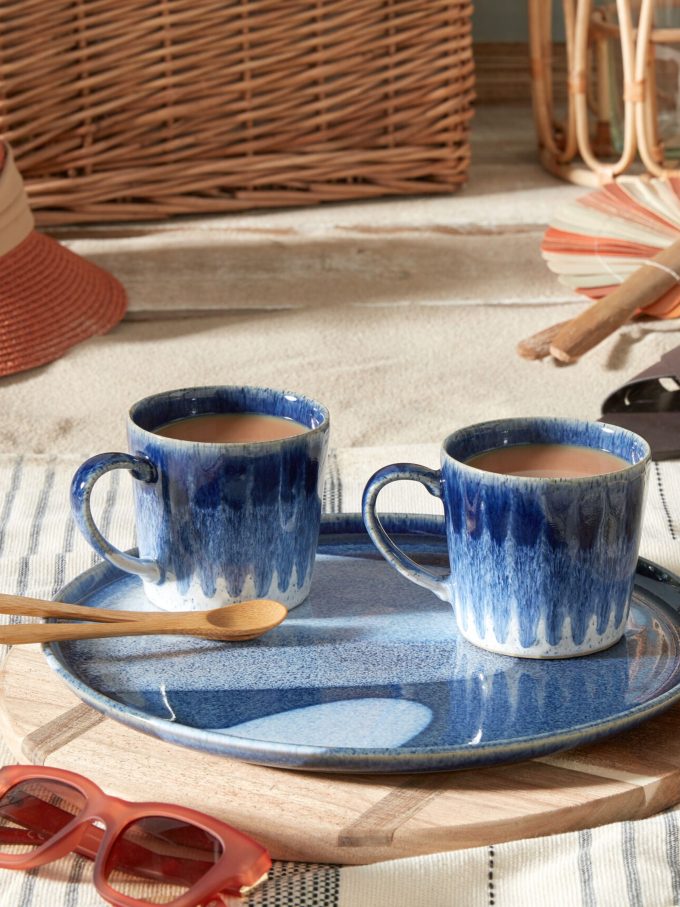 Denby Studio Blue Accent Stoneware Mugs, Set of 2, 400ml, Blue