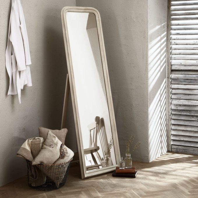 John Lewis Distressed Cheval Mirror, 170 x 50cm, Cream