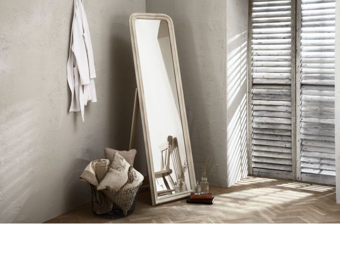 John Lewis Distressed Cheval Mirror, 170 x 50cm, Cream