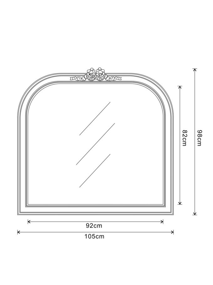 Overmantle Bow Mirror, Gold, 95 x 106cm