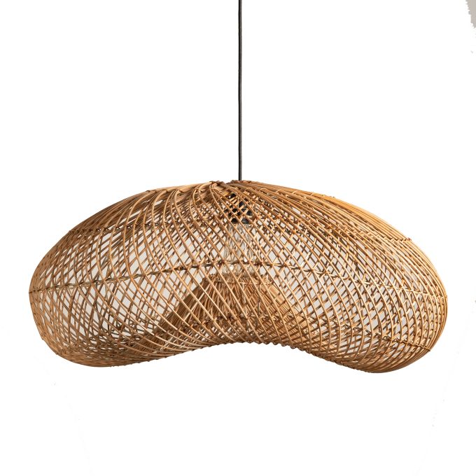 Wave Rattan Pendant Light, Neutral | Barker & Stonehouse