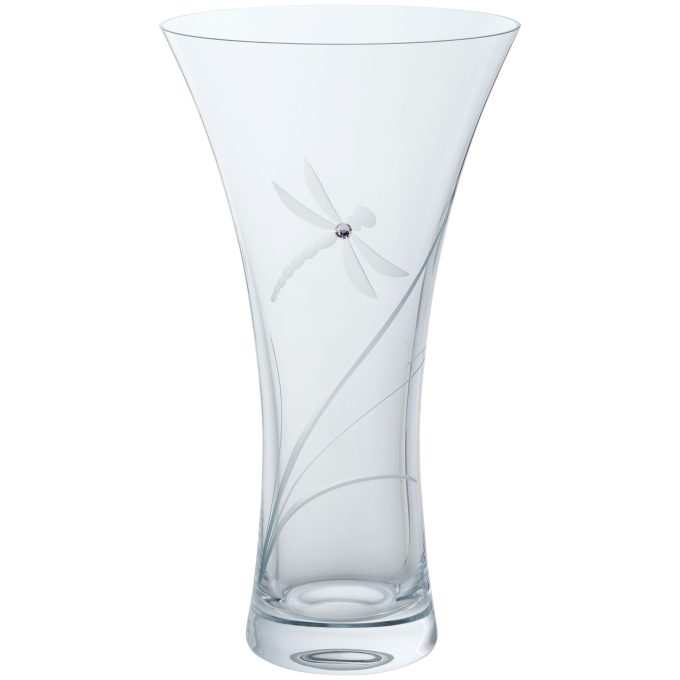 Dartington Crystal Dragonfly Vase, Large, H25cm, Clear