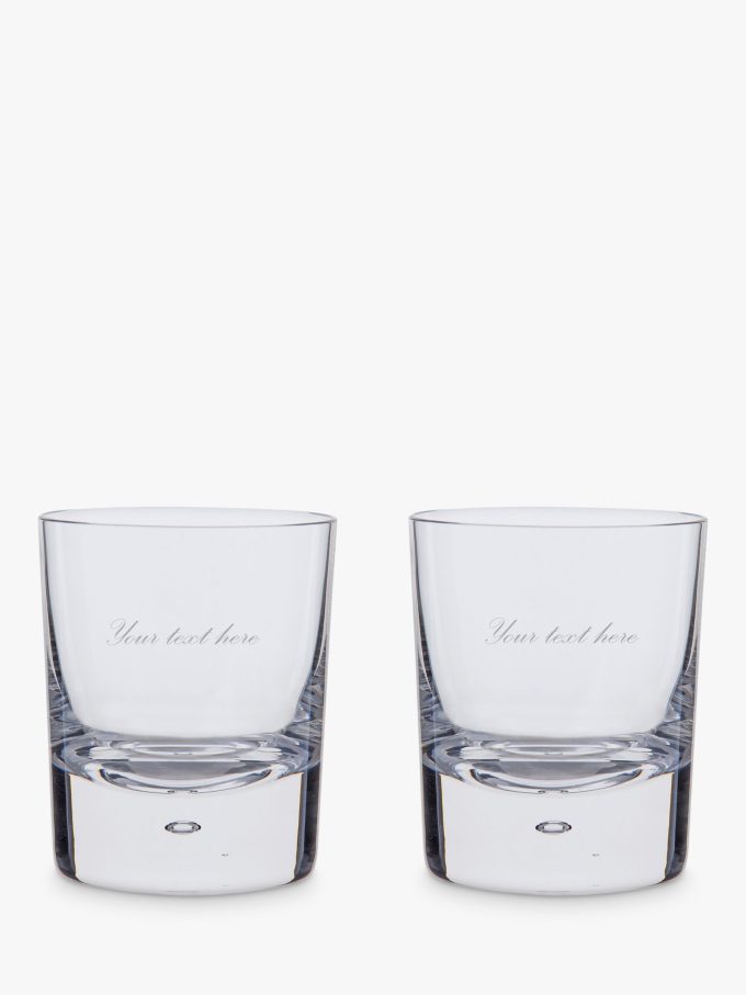 Dartington Crystal Personalised Exmoor Old Fashioned Whisky Glass Tumblers, Set of 2, 300ml, Palace Script Font