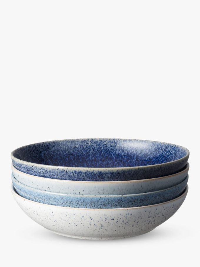 Denby Studio Blue Pasta Bowls, Chalk/Blue, Dia.22cm, Set of 4