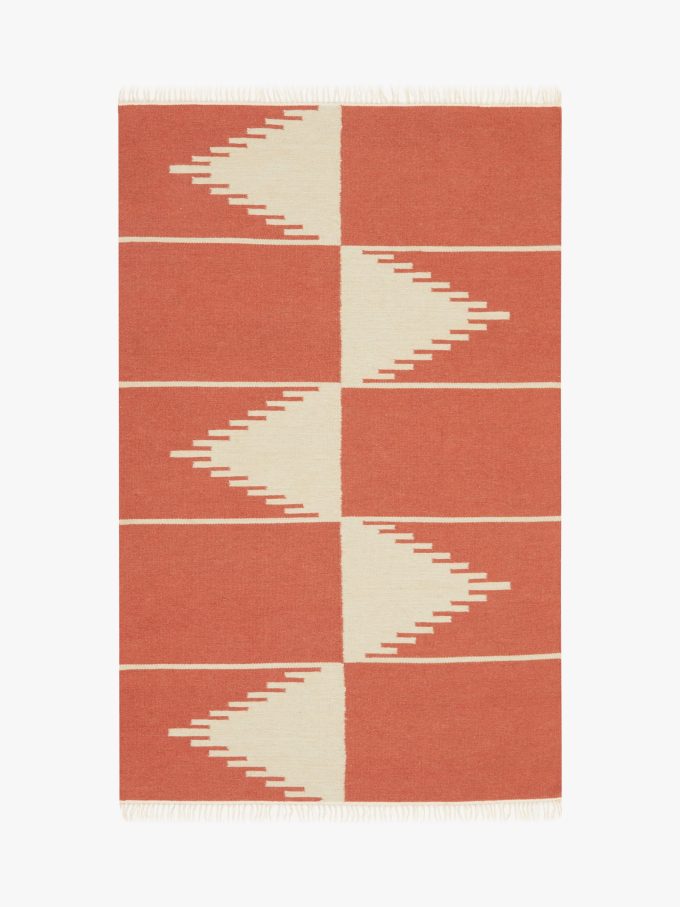 John Lewis Edge Rug, Terracotta