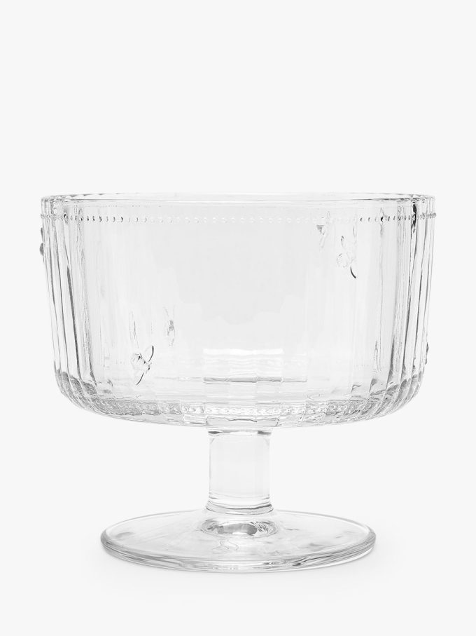 Joules Bee Footed Glass Dessert & Trifle Serving Bowl, 19cm, Clear