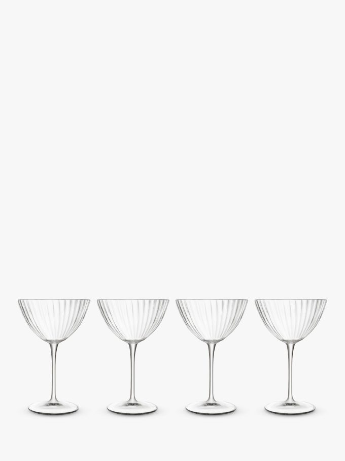 Luigi Bormioli Optica Fluted Martini Glass, Set of 4, 220ml, Clear