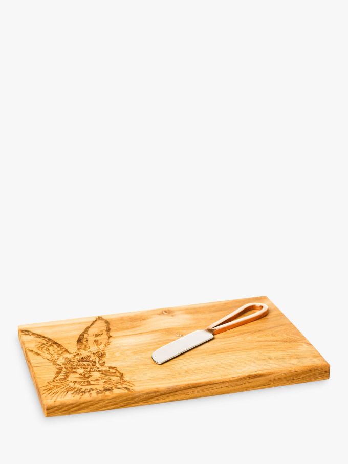 Scottish Made Oak Wood Hare Cheese Board & Knife, Natural