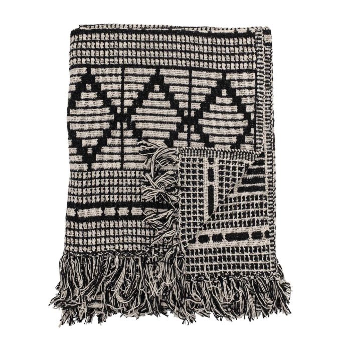 Black Fringe Throw Blanket | Barker & Stonehouse