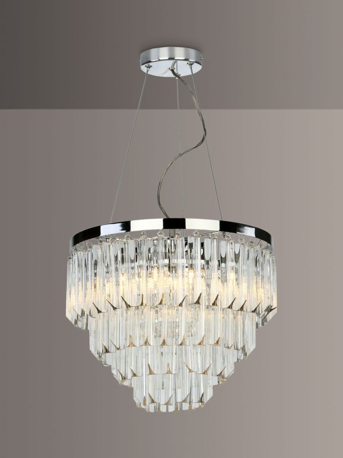 Där Fame Crystal Chandelier Ceiling Light, Clear/Polished Nickel