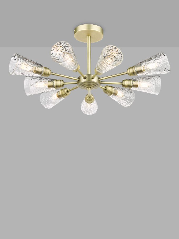 John Lewis Constellation Semi Flush 9 Bulb Ceiling Light, Metallic Brass