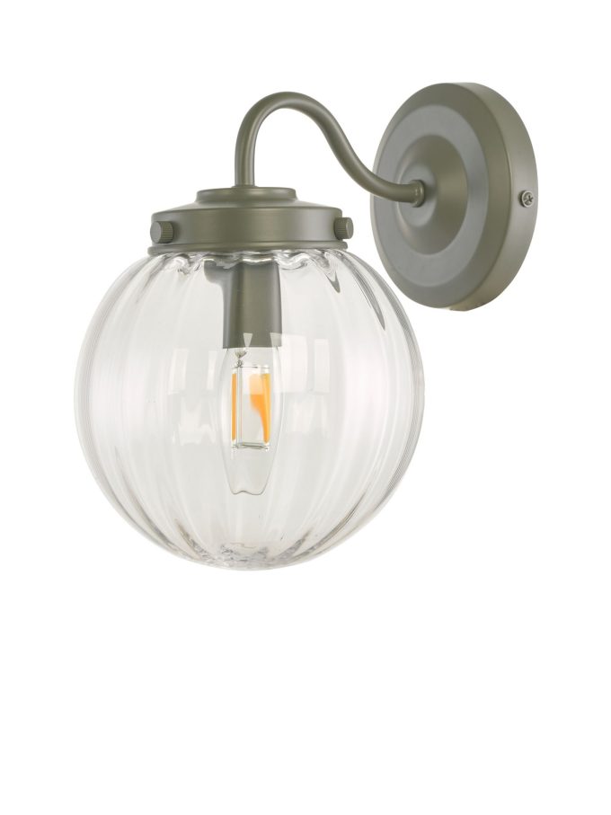 Laura Ashley Georgie Outdoor Glass Globe Wall Light, Grey