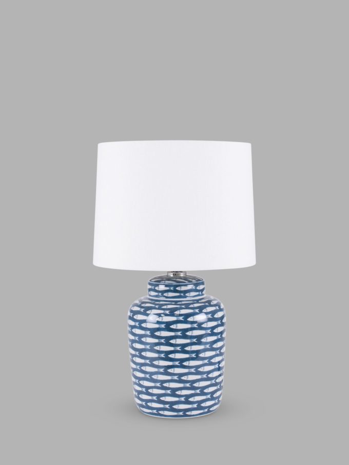 Pacific Lifestyle Schoal Fish Porcelain Table Lamp, Blue