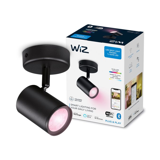 WiZ Imageo Smart 1 Light LED Adjustable Spotlight Black