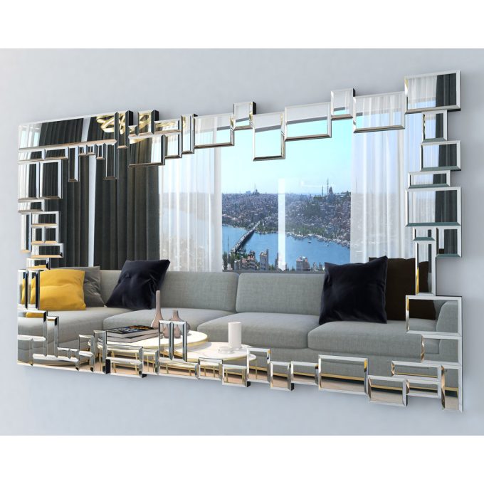 Dekoarte E023 - Modern Wall Decorative Mirrors | Mirrors Decoration | Large Sophisticated Mirrors Rectangular Silver