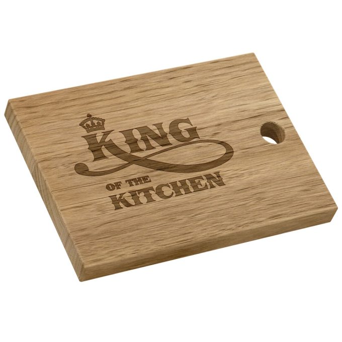 Jamaal Oak Wood King of the Kitchen Engraved Chopping Board